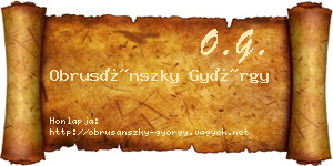 Obrusánszky György névjegykártya
